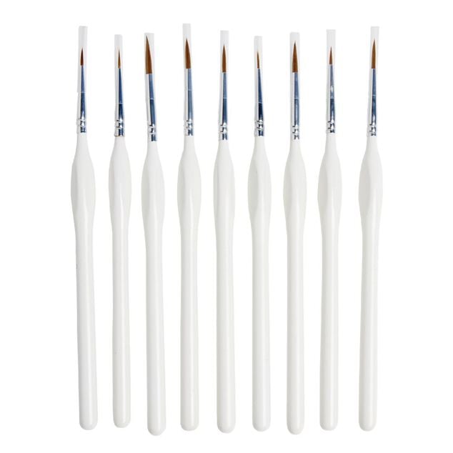 Pinceaux &agrave; bout rond bois et nylon H20cm - 9 pi&egrave;ces