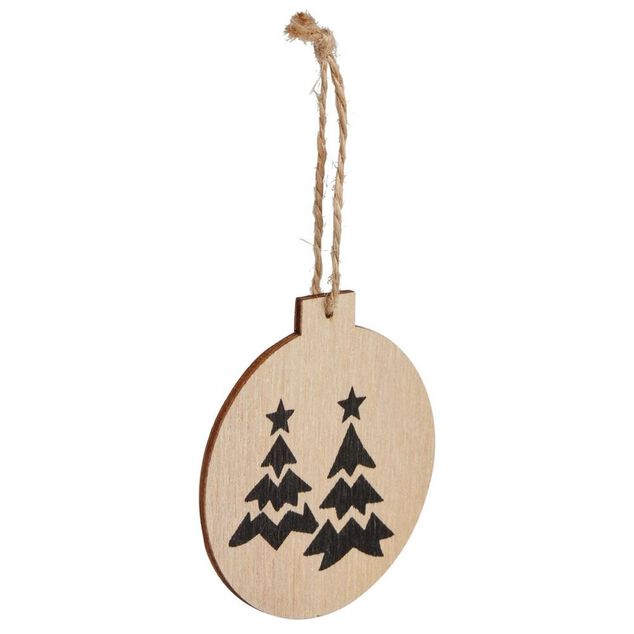 Suspension boule plate en bois &Oslash;6cm - 3 mod&egrave;les