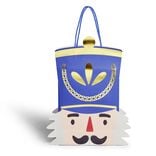 Sac cadeau Noël tête soldat Casse-Noisette bleu et doré 24,5xH31,5cm