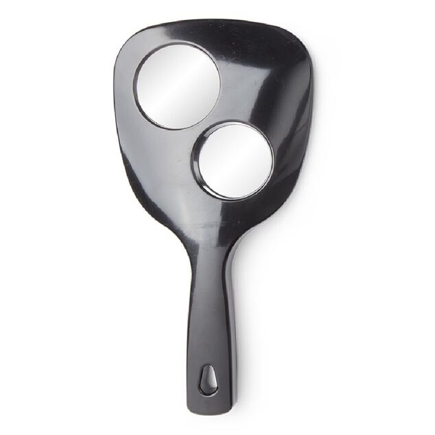 Miroir &agrave; main double face grossissant plastique noir