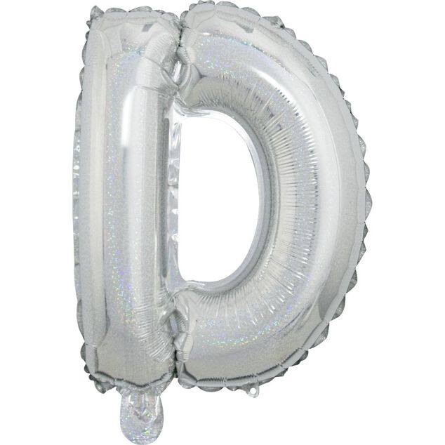 Ballon forme lettre D aluminium (2 modèles doré ou argenté)