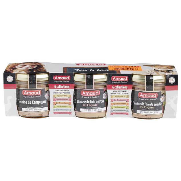 Terrine 3x180gr campagne + volaille + porc origine France