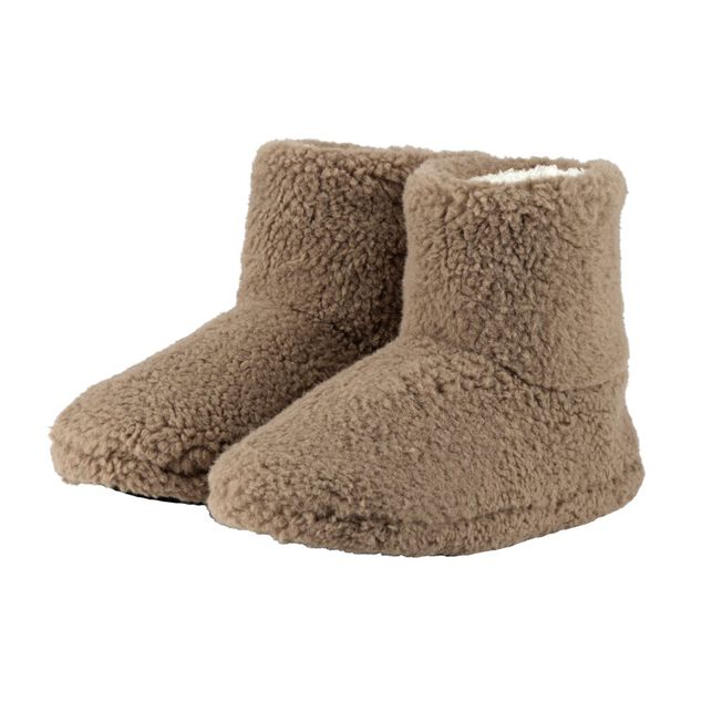 Chaussons bottes bouclette polyester marron 36/37