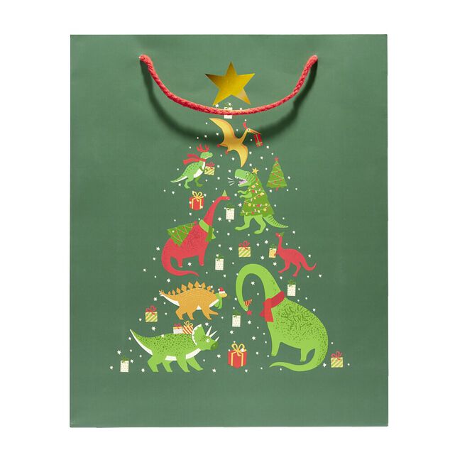 Sac cadeau Noël enfant licorne ou dinosaure 26xH32cm - 2 modèles