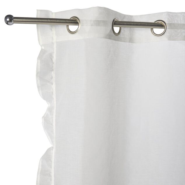 Voilage &agrave; oeillets 140x240cm contour &agrave; volant polyester blanc