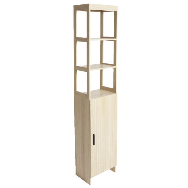 Colonne salle de bain en bois 1 porte et 3 étagères 35x26xH173cm