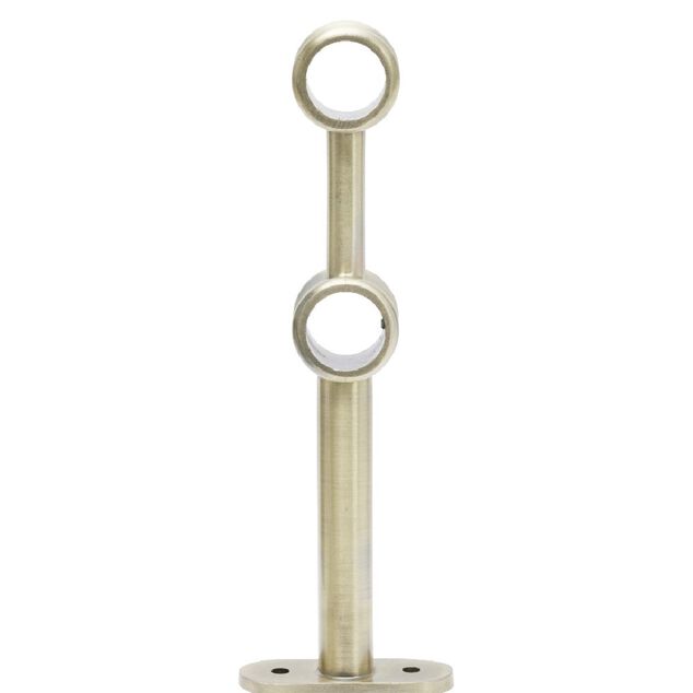 Support double extensible m&eacute;tal dor&eacute; pour tringle &Oslash;2xL17,5/20cm