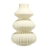 Vase arrondi contemporain c&eacute;ramique beige H24,5cm