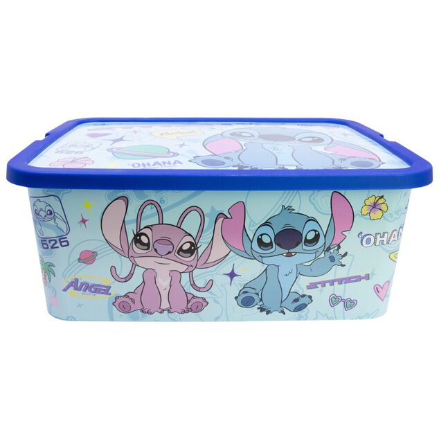 Box de rangement Disney Stitch et Angel 13L plastique bleu 40x30xH15,5cm
