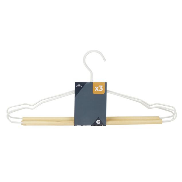 Cintre en m&eacute;tal blanc et bois x3