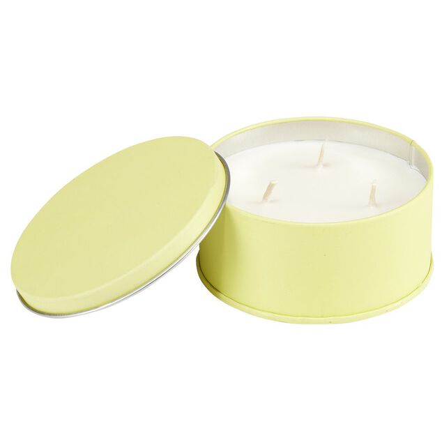 Bougie citronnelle soja et beurre de ghee bo&icirc;te m&eacute;tal refermable 18H