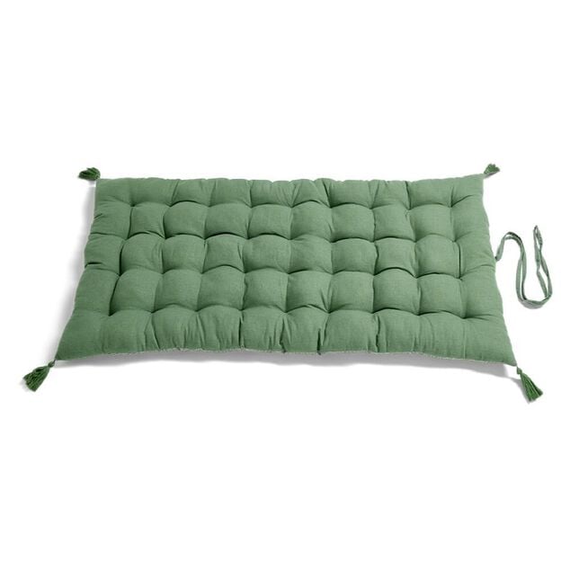 Matelas de sol 120x60cm pompons polycoton vert