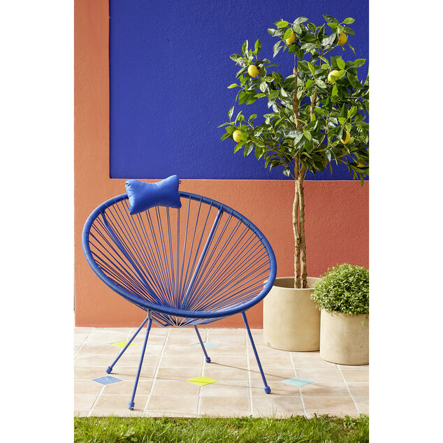 Coussin de t&ecirc;te pour fauteuil Urban uni bleu 15x25cm
