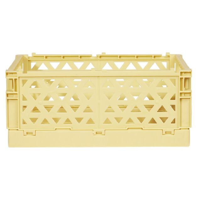 Caisse pliable avec porte-&eacute;tiquette jaune L17xl12,5xH7cm