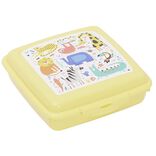 Boîte à goûter carrée plastique jaune 15x14,5xH5cm