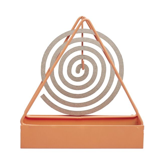 Support en m&eacute;tal rouge pour spirale encens anti-moustique 15x4,5xH15,5cm