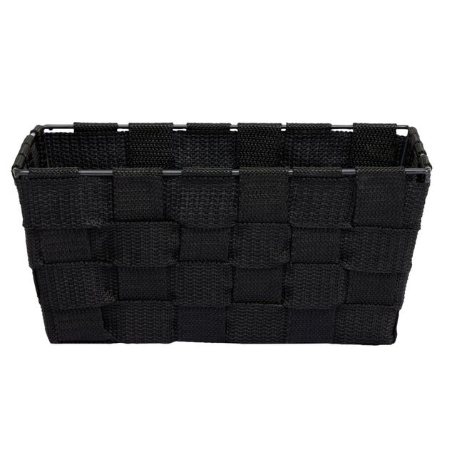 Pani&egrave;re de rangement carr&eacute;e tissu tress&eacute; gris 21,5x21,5xH12cm