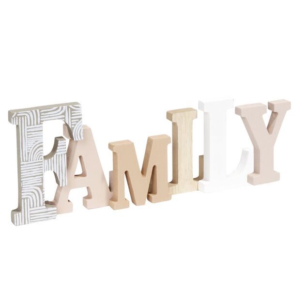 D&eacute;coration mot FAMILY en bois L49xH14cm