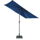 Parasol centr&eacute; Havane carr&eacute; inclinable &agrave; manivelle bleu fonc&eacute; 250x250xH245cm