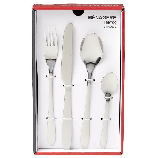 M&eacute;nag&egrave;re inox basique 24 pi&egrave;ces