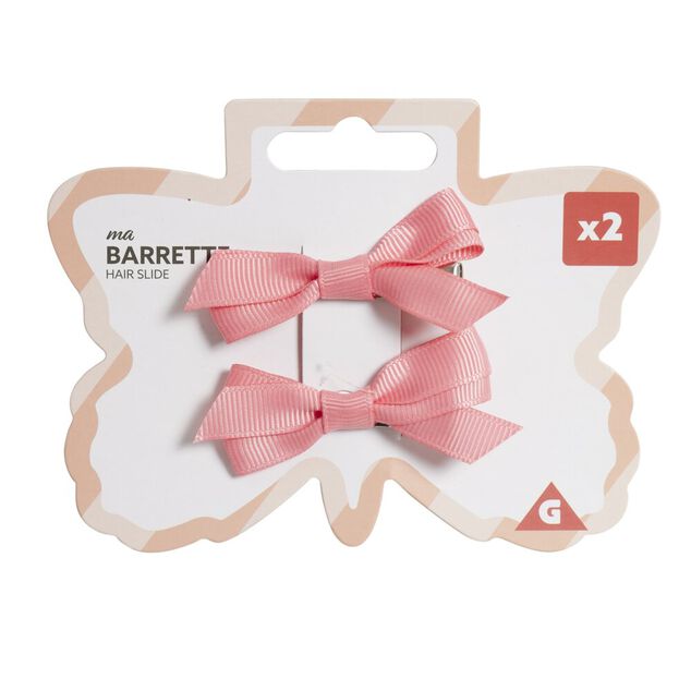 Barrette à cheveux x2 mini noeud tissu pastel 2x5cm (4 modèles)