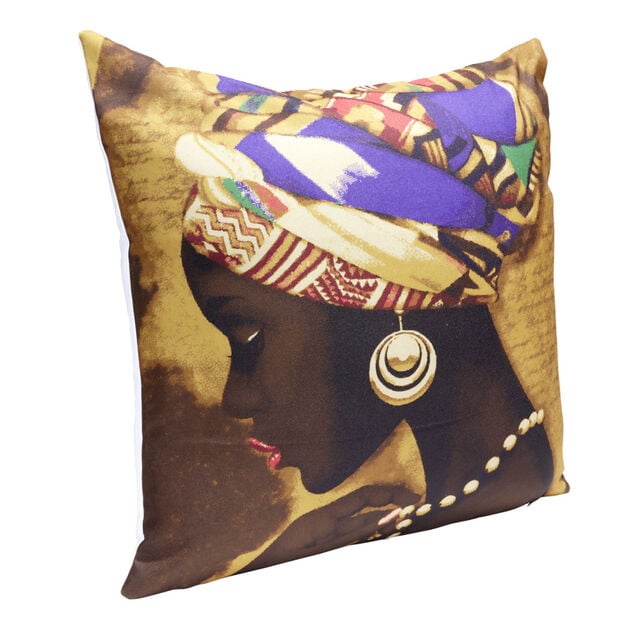 Housse coussin africaine 1 face imprim&eacute;e 1 face unie 45x45cm - 4 mod&egrave;les