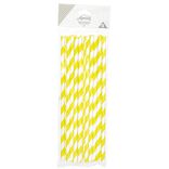 Paille jetable en papier motif chevron blanc et jaune x20