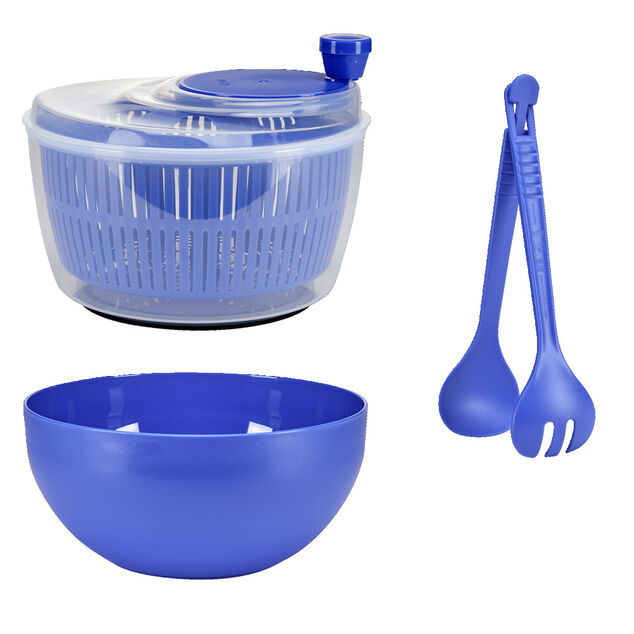 Essoreuse à salade avec couverts et saladier plastique vert