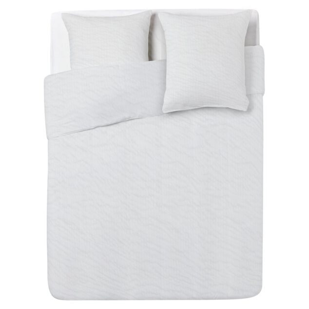 Parure de lit 2 personnes 220x240cm blanc finition bouton