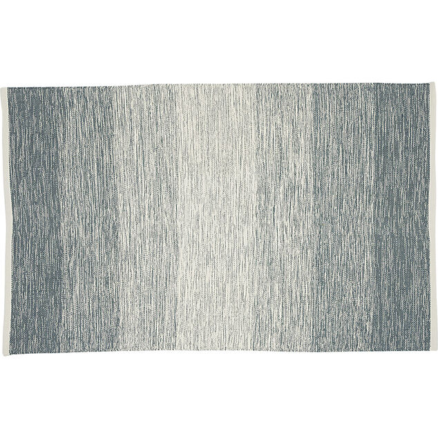 Tapis rectangulaire rayure blanche et bleue