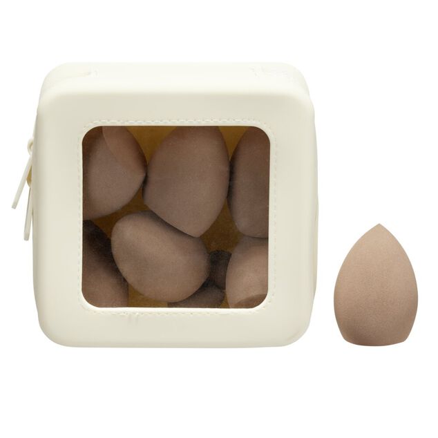 &Eacute;ponge cosm&eacute;tique x8 avec bo&icirc;te de rangement silicone (2 mod&egrave;les)