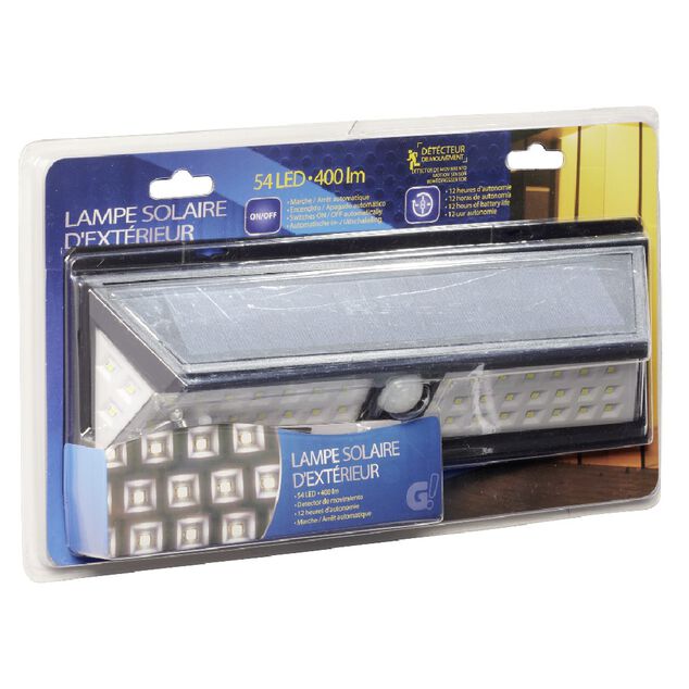 Lampe panneau solaire d&eacute;tecteur de mouvement 54 LED