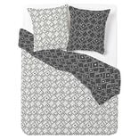 Parure de lit 2 personnes 200x200cm r&eacute;versible motif azt&egrave;que noir et blanc