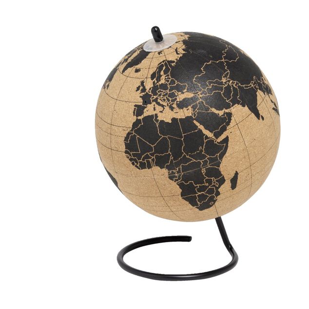 Globe terrestre en liège avec 6 punaises Ø15xH20cm