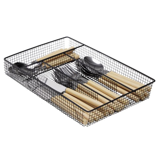 M&eacute;nag&egrave;re 24 couverts inox manche plastique beige