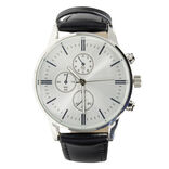 Montre homme cadran rond acier argenté bracelet simili Ø4xH24,5cm