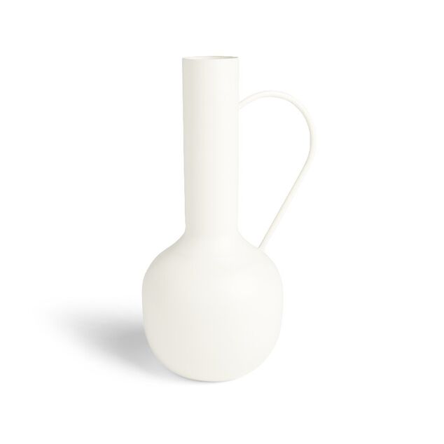 Vase amphore m&eacute;tal blanc &Oslash;14,5xH25cm