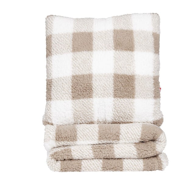 Plaid 130x160cm avec coussin 45x45cm motif tartan - 3 mod&egrave;les