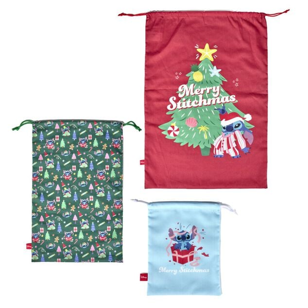 Sac r&eacute;utilisable de No&euml;l Disney Stitch x3