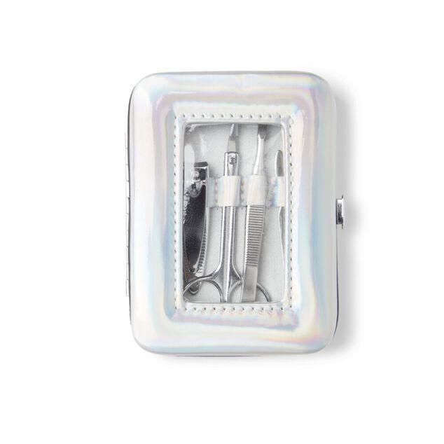 Set manucure 5 pi&egrave;ces avec trousse iridescente - 4 mod&egrave;les