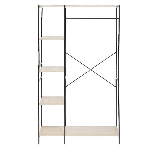 Penderie dressing 4 niveaux m&eacute;tal et bois 90x40xH165cm