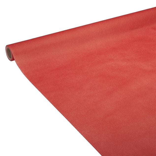 Nappe en papier voie s&egrave;che effet tissu rouge 4 m