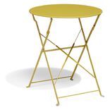 Table de jardin ronde Rio pliante m&eacute;tal jaune &Oslash;60cmxH70cm