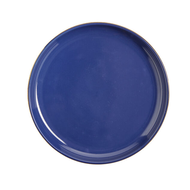Assiette &agrave; dessert bleue bordure dor&eacute;e &Oslash;20cm