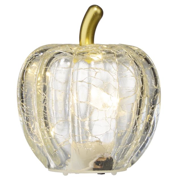 Citrouille d&eacute;corative automne verre &agrave; LED &Oslash;7,5xH9,5cm (4 mod&egrave;les)