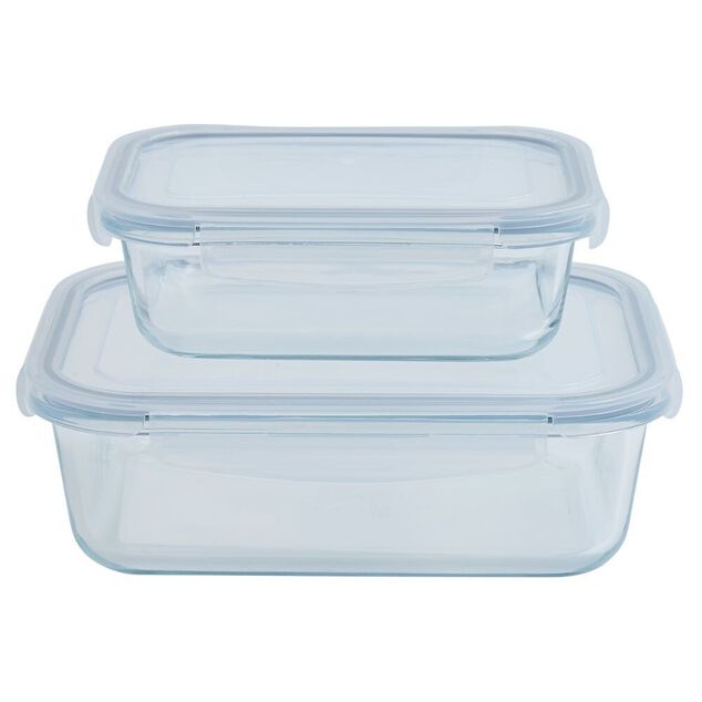 Bo&icirc;te de conservation x2 en verre 640 ml et 1500 ml