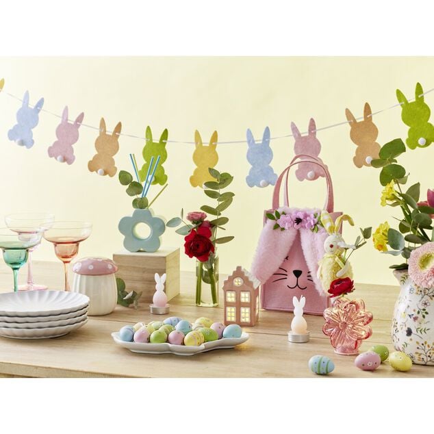 Bougie d&eacute;corative parfum floral forme champignon rose et blanc 35H