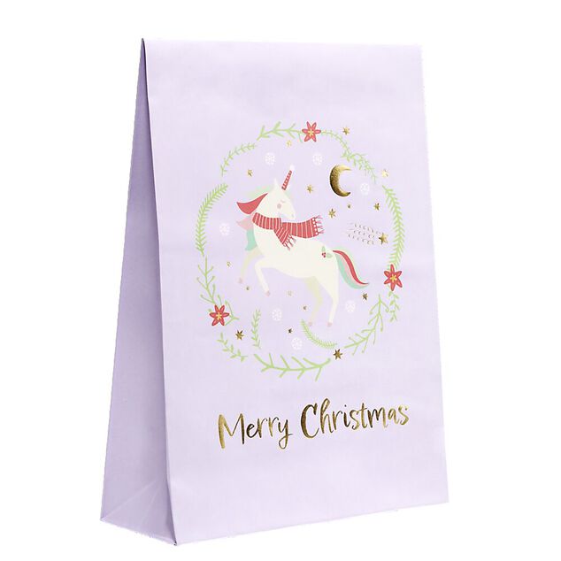 Enveloppe cadeau Noël enfant 6 pochettes 20x28cm licorne ou dinosaure