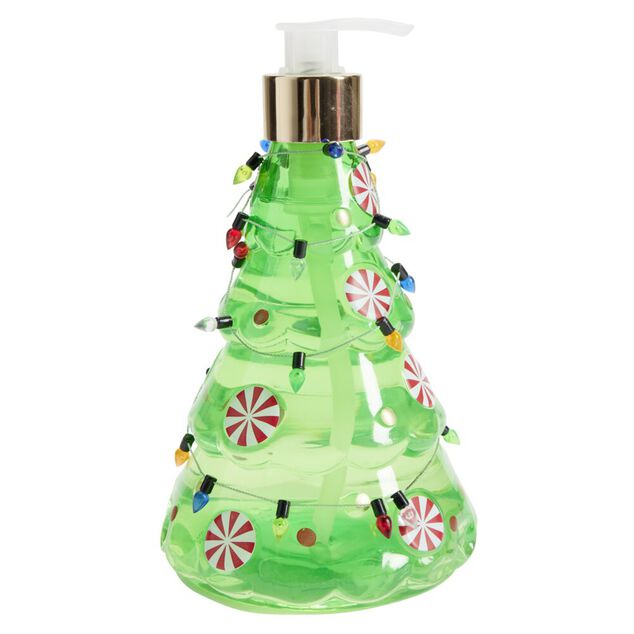 Savon mains liquide flacon forme sapin de No&euml;l vert 500ml