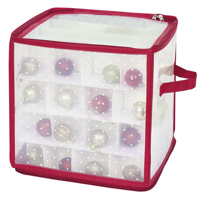 Housse de rangement pour boules de No&euml;l 64 cases L30X30XH30 cm transparent